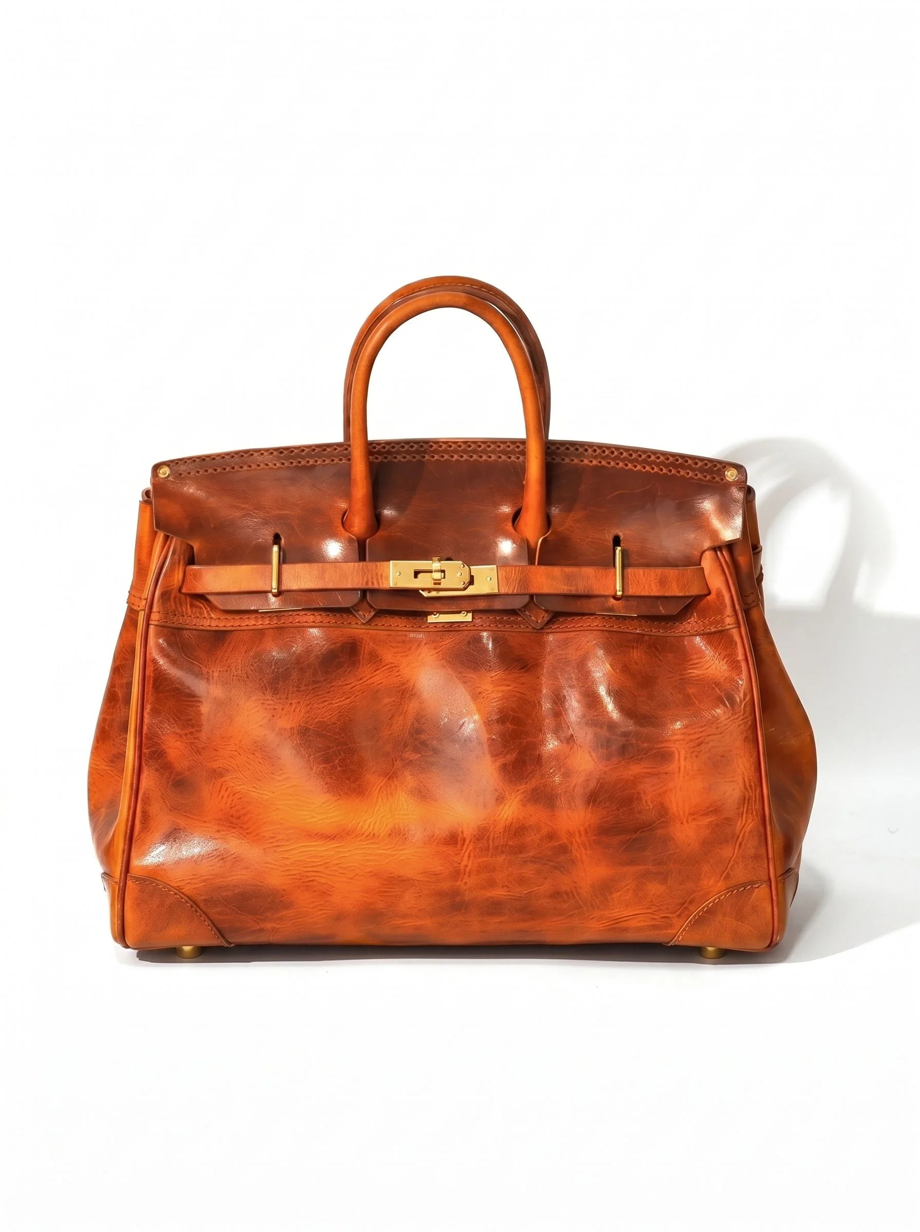 Vegetable-Tanned Leather Top-Handle Tote 38